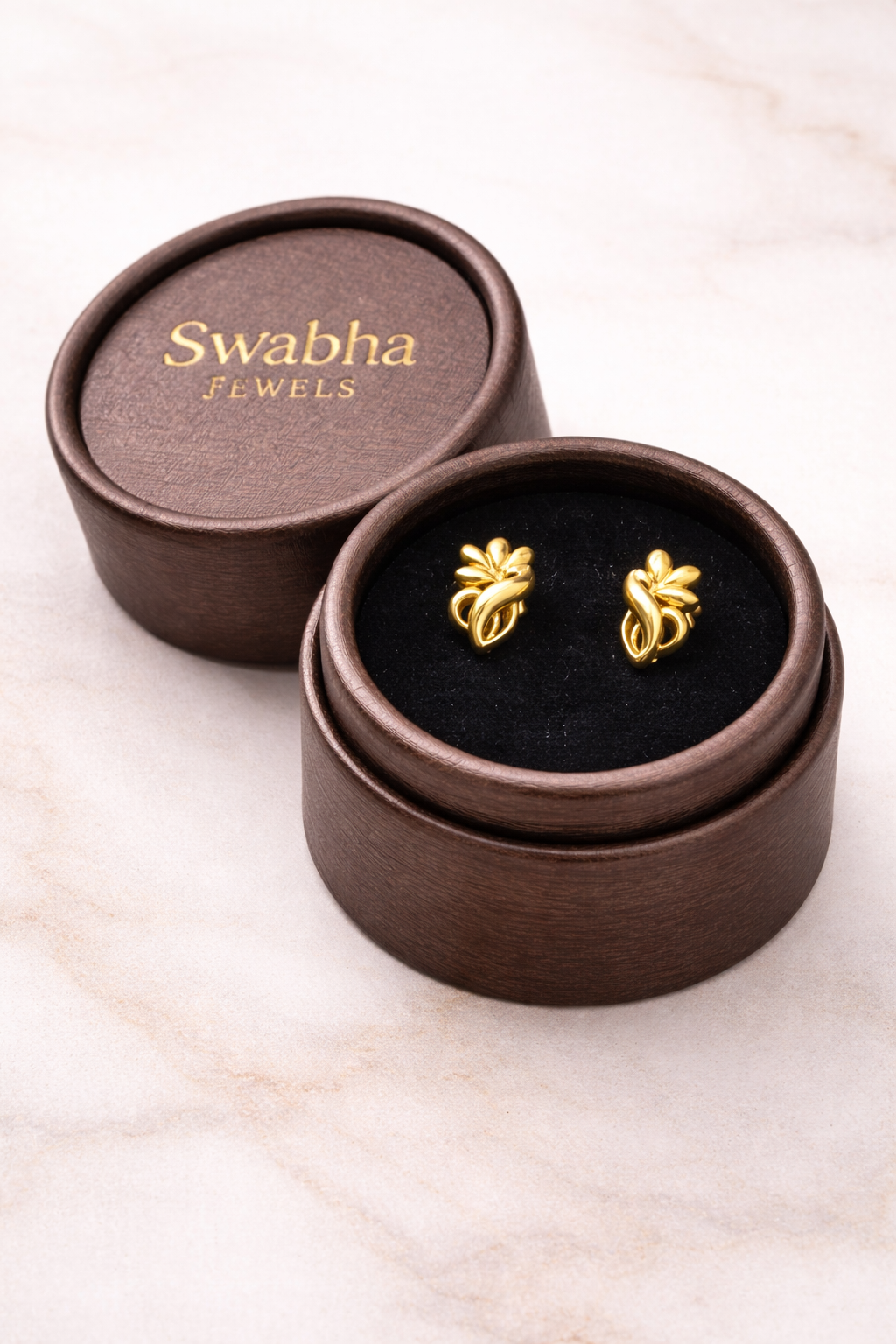 9K Golden Bloom Twist Stud Earrings