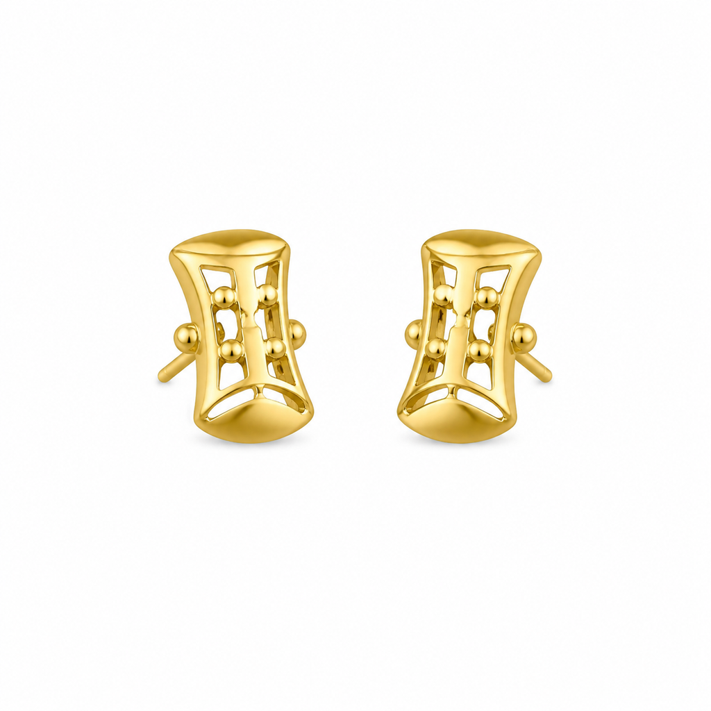 9K Modern Barrel Stud Earrings