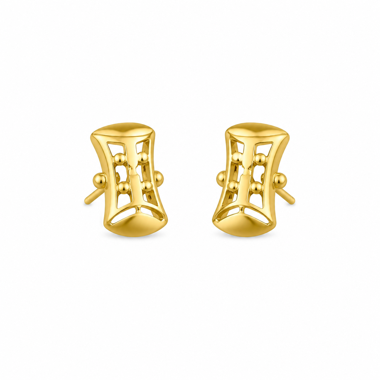 9K Modern Barrel Stud Earrings