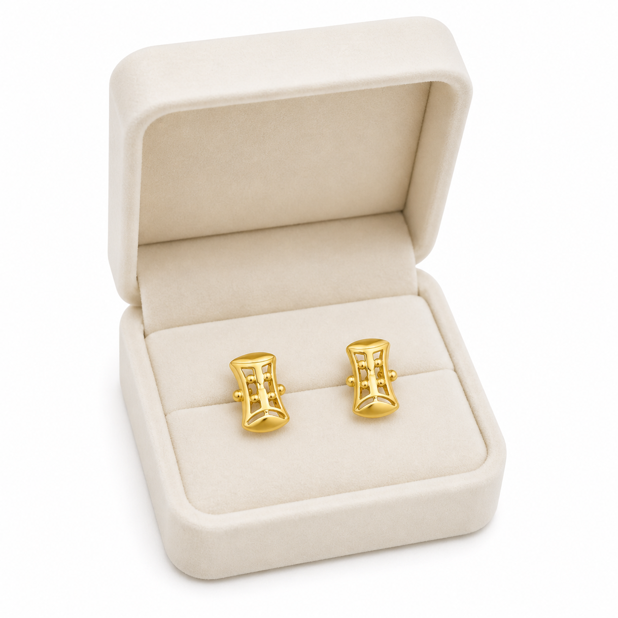 9K Modern Barrel Stud Earrings