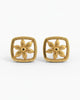 9K Floral Frame Square Stud Earrings