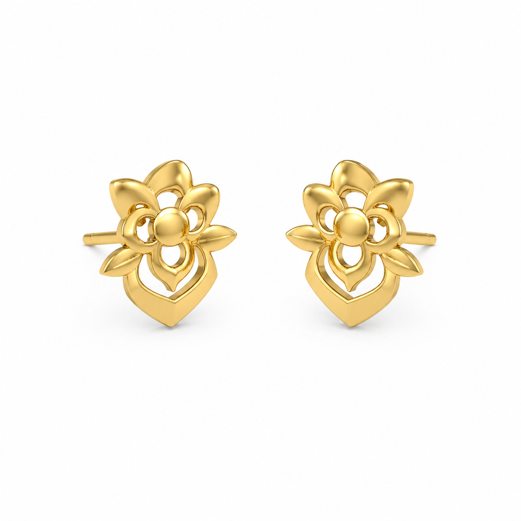 9K Blooming Petal Floral Stud Earring