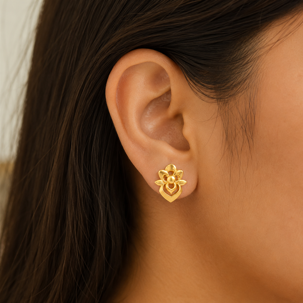 9K Blooming Petal Floral Stud Earring