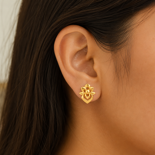 9K Blooming Petal Floral Stud Earring