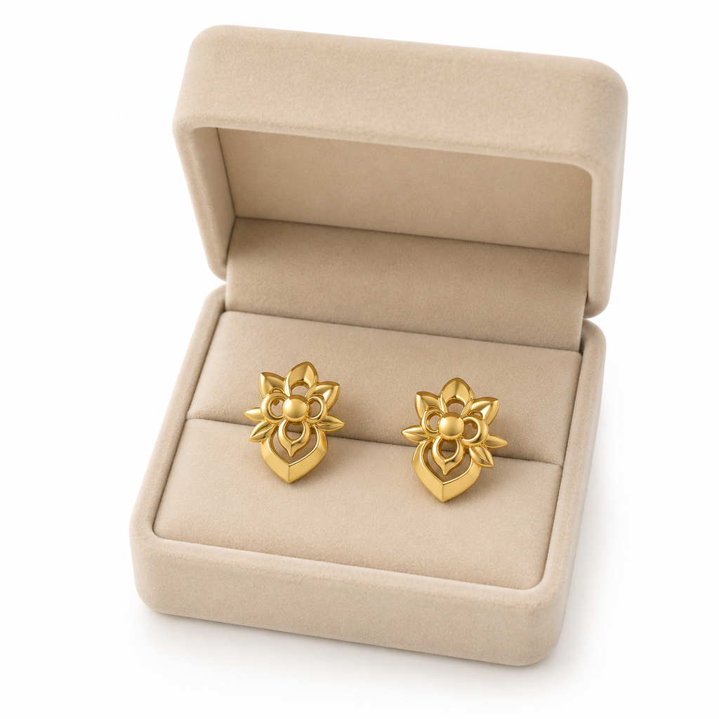 9K Blooming Petal Floral Stud Earring