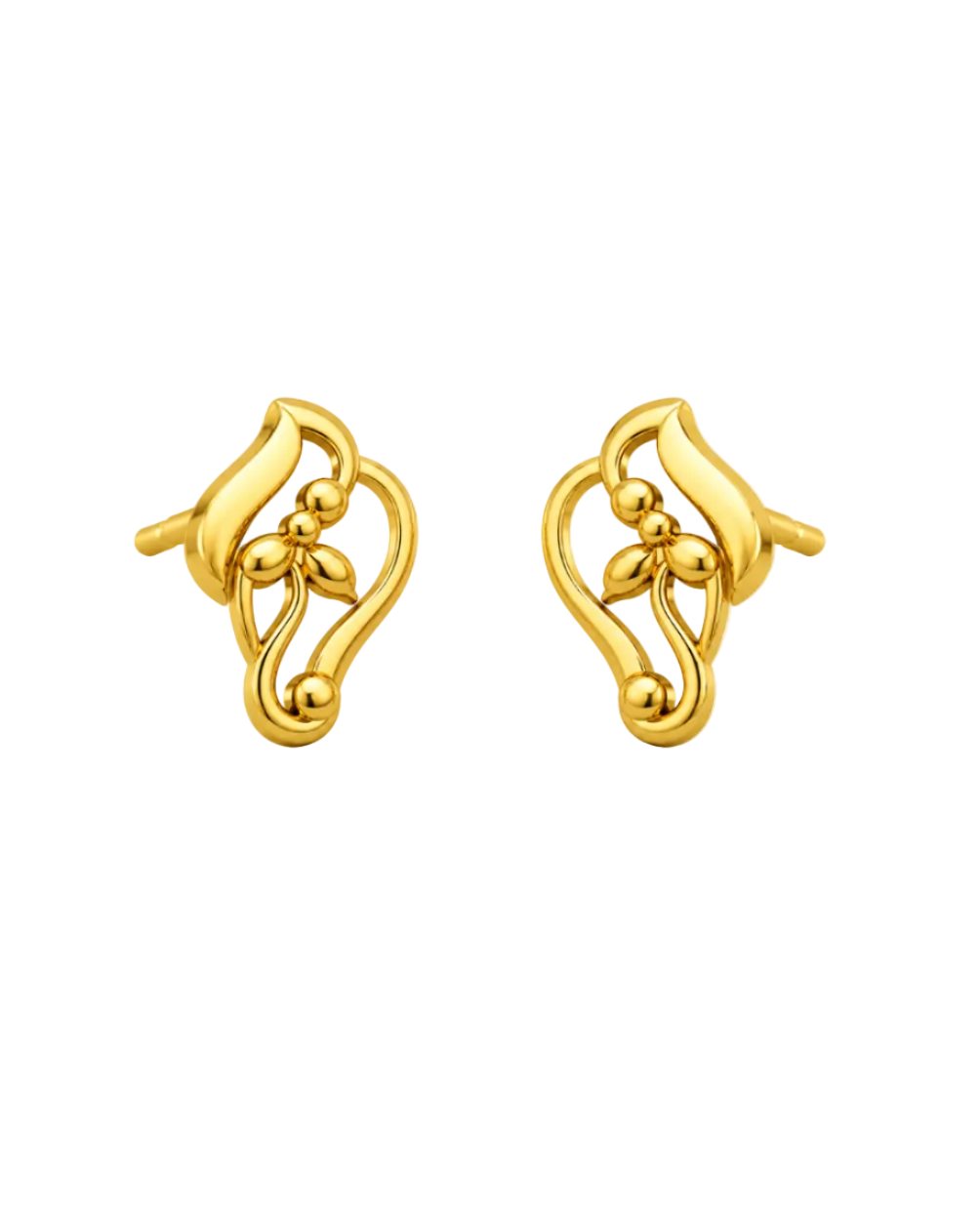 9K Golden Floral Vine Stud Earring