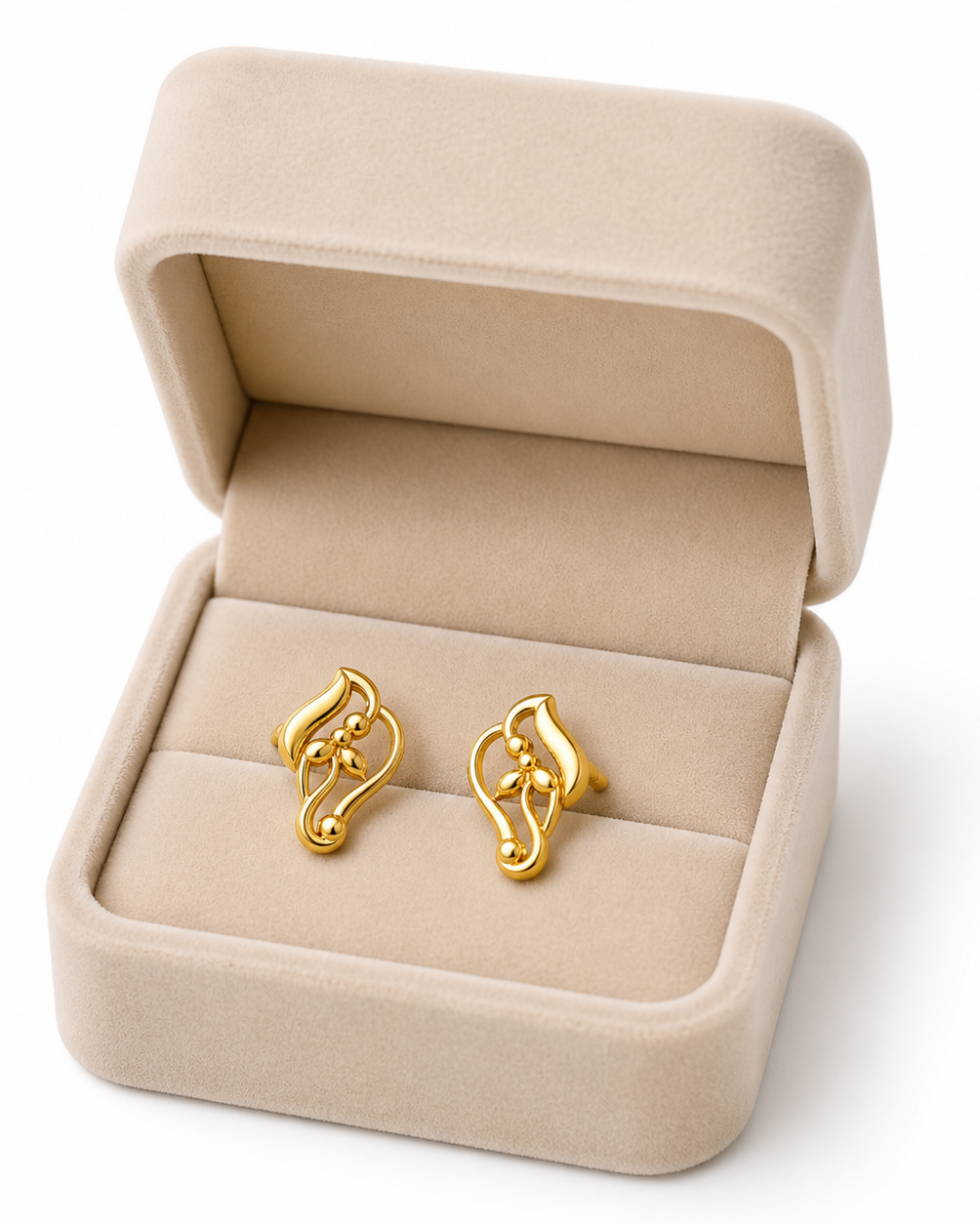 9K Golden Floral Vine Stud Earring