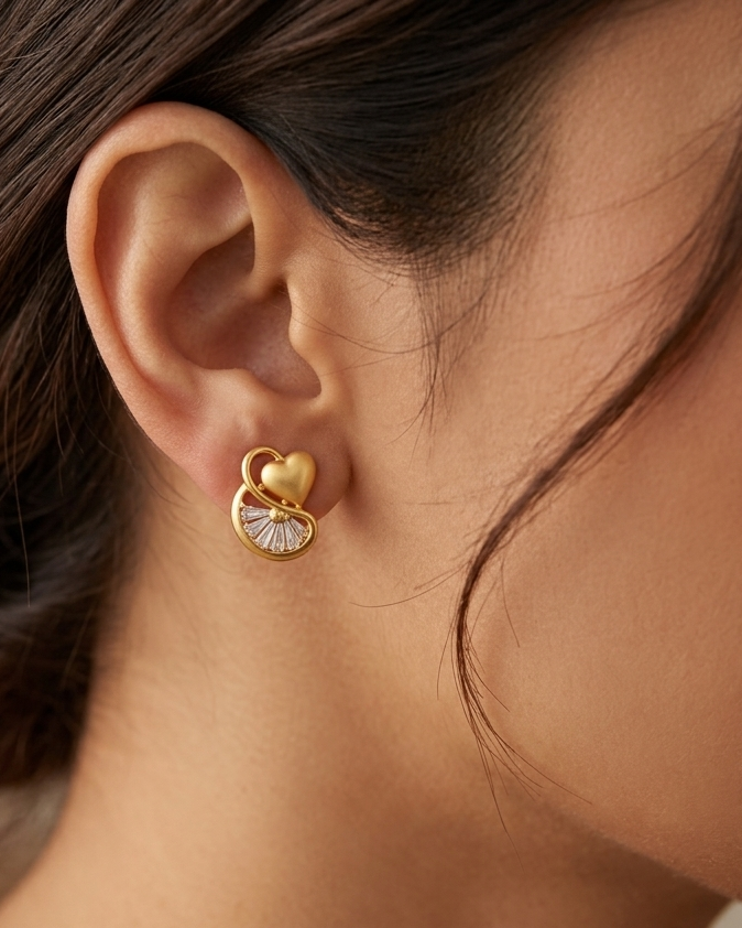 9k Two-Tone Romantic Swirl Earrings