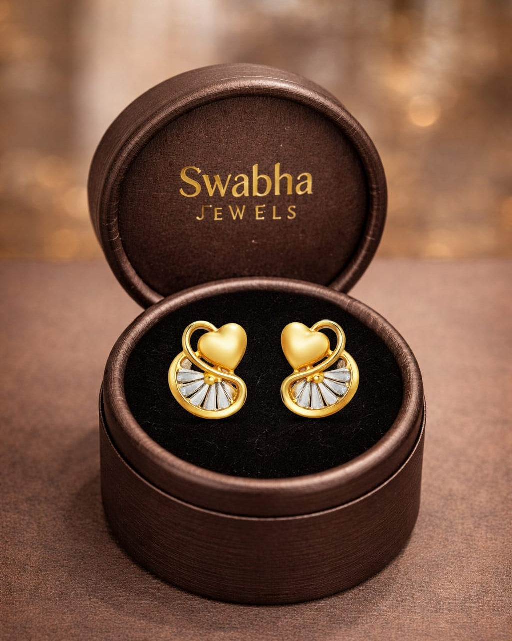 9k Two-Tone Romantic Swirl Earrings