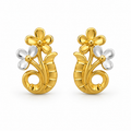 9K Dual-Tone Mango Motif Floral Stud Earring