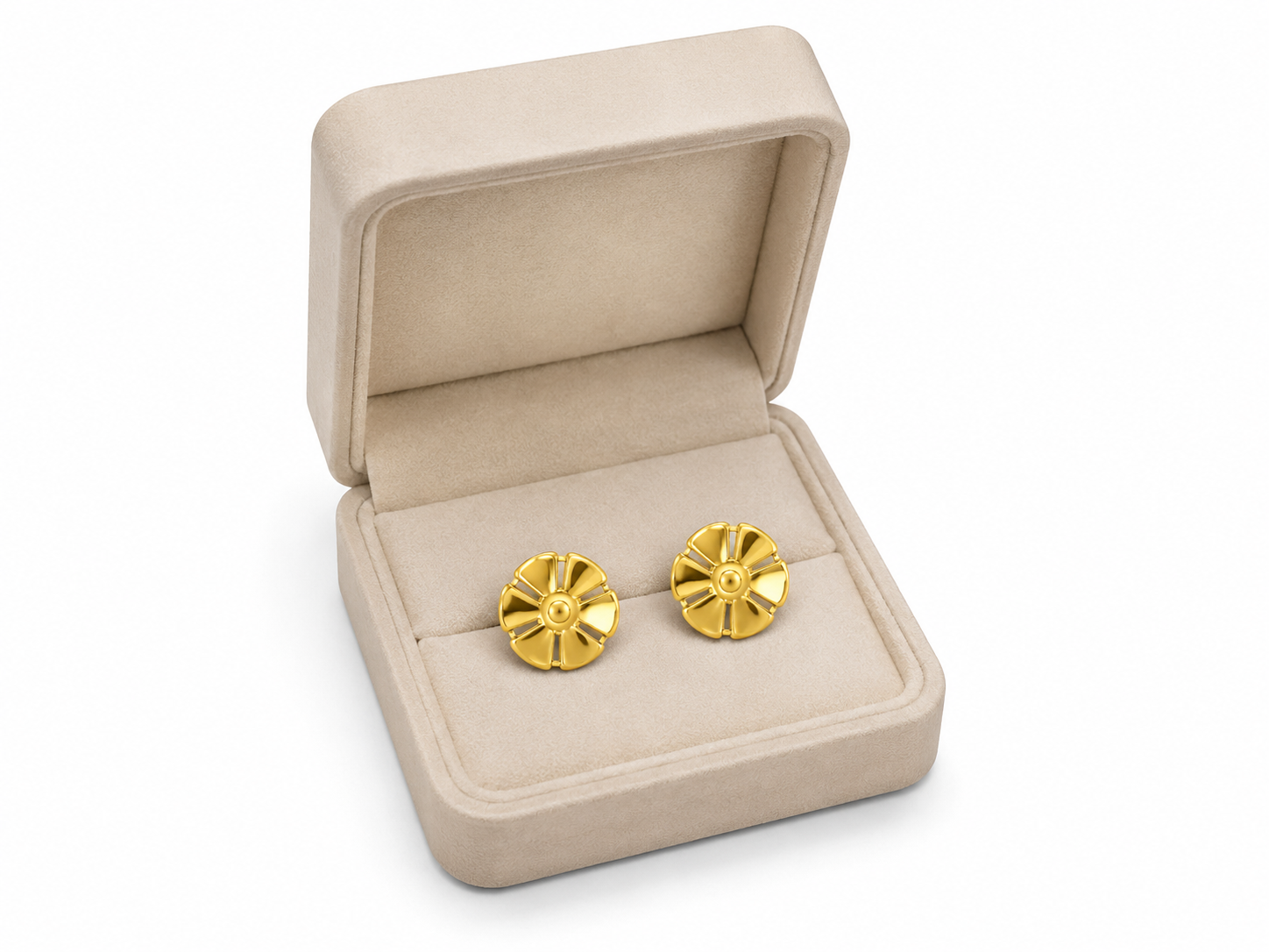 9K Floral Pinwheel Gold Stud Earring