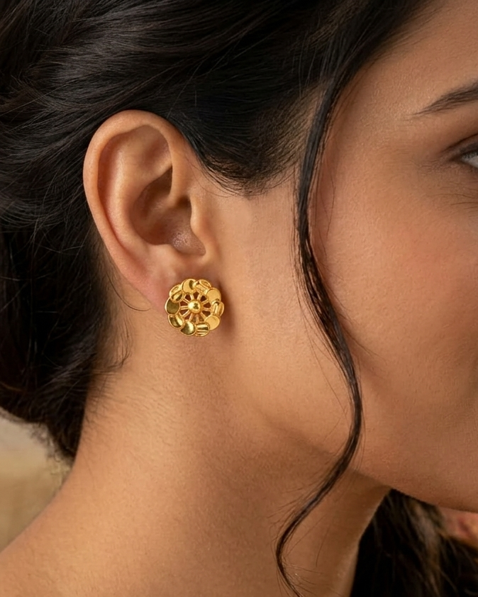 9K Radiant Wheel Bloom Earrings