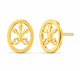 9K Oval Fleur-de-lis Gold Stud Earring