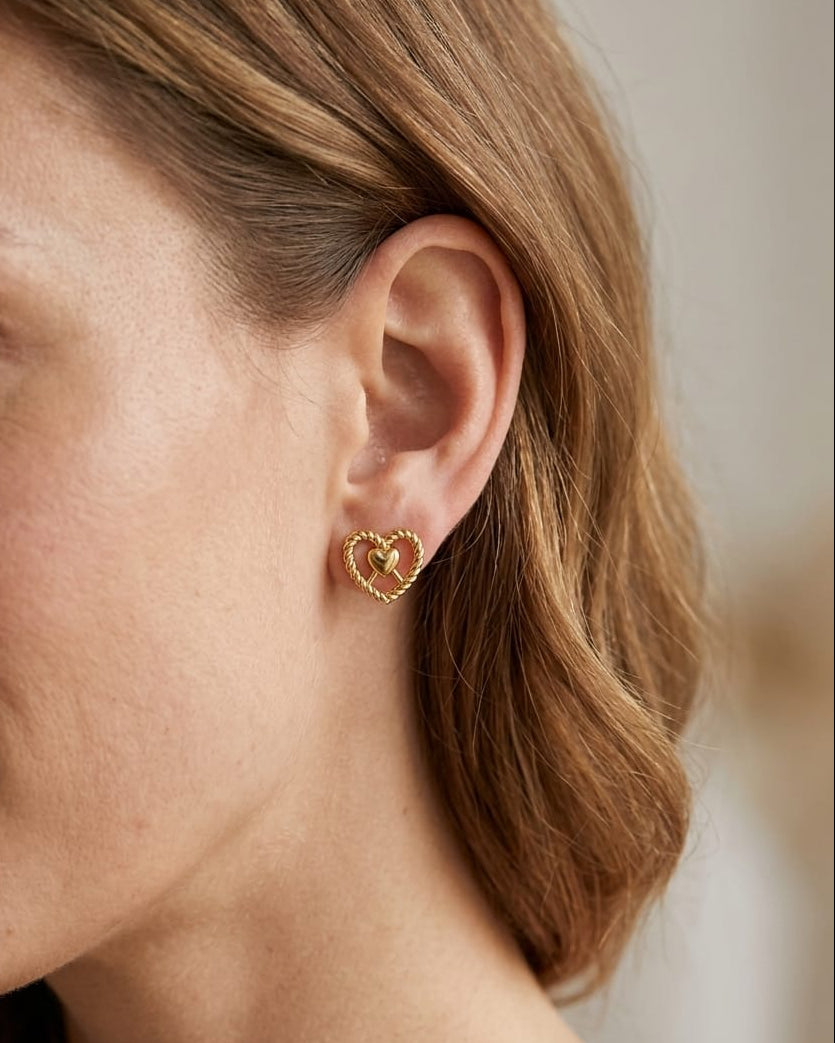 9K Geometric Halo Studs Earing