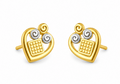 9K Dual-Tone Heart Grid Spiral Stud Earring