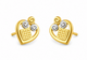 9K Dual-Tone Heart Grid Spiral Stud Earring