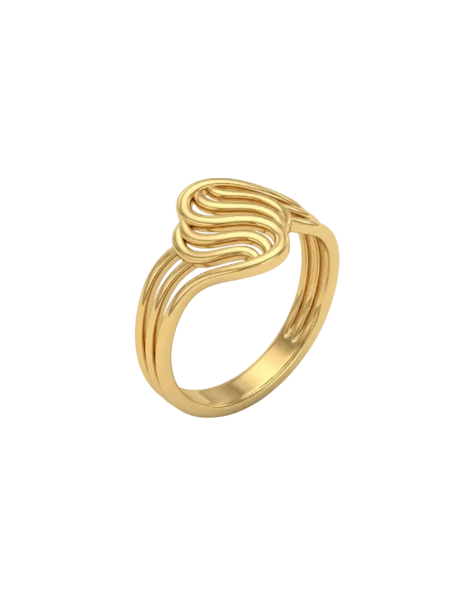 9K Abstract Heart Wave Ring