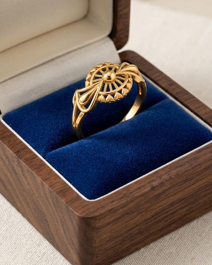 9K Vintage Bow Sunburst Ring