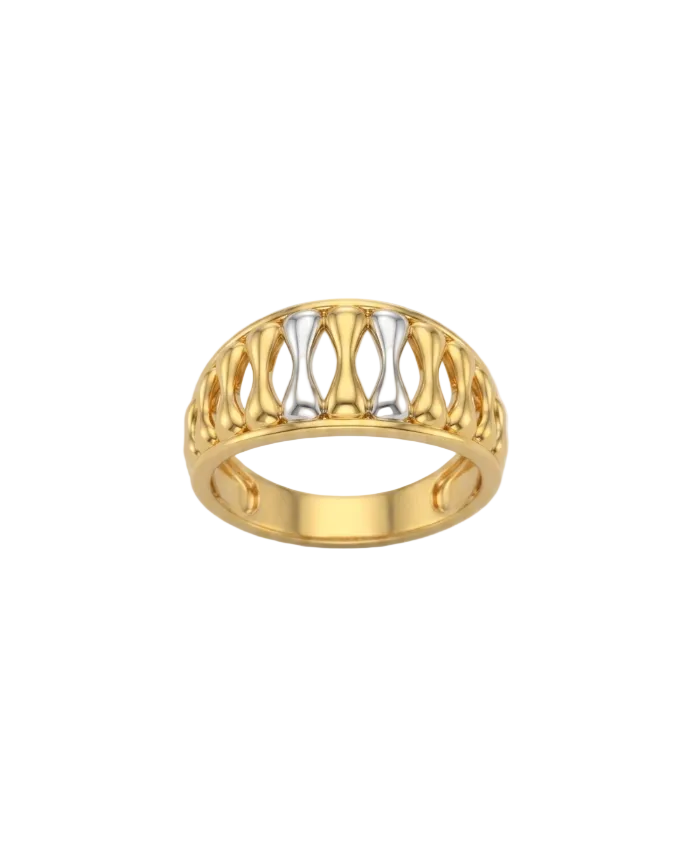 9K Two-Tone Hourglass Lattice Ring