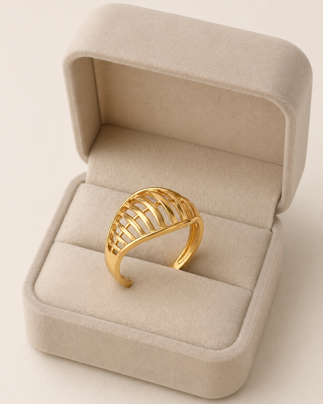 9K Woven Cage Dome Ring