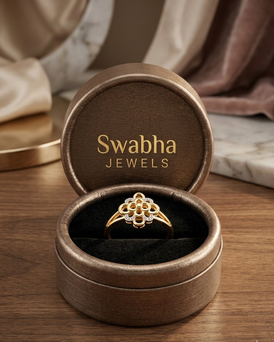 9K Floral Cluster Gold Ring