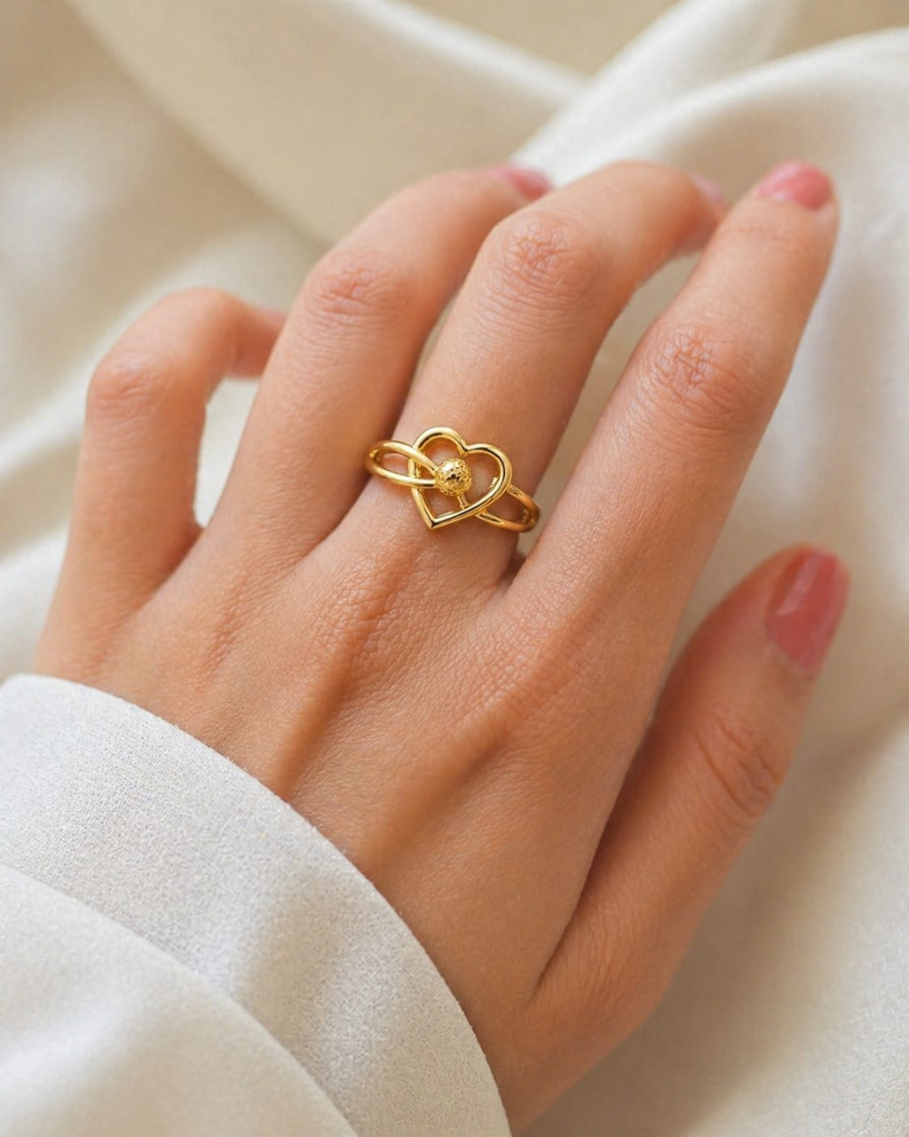 9K Dual Heart Infinity Ring