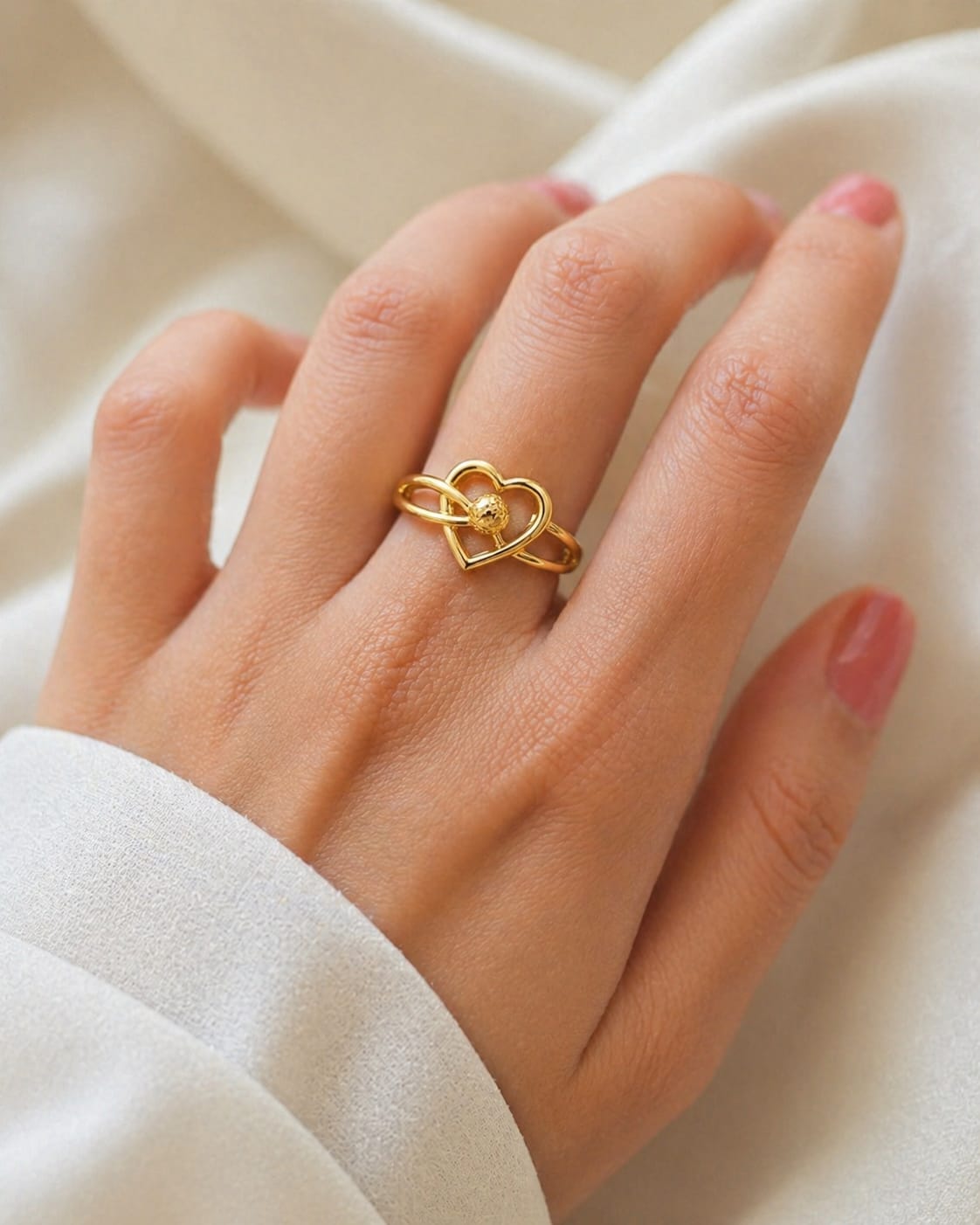 9K Dual Heart Infinity Ring