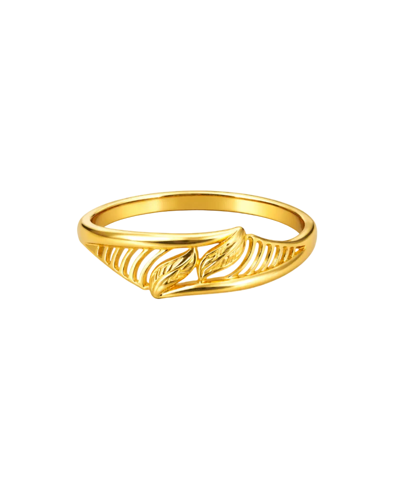 9K Gold Twin Leaf Open Band Ring