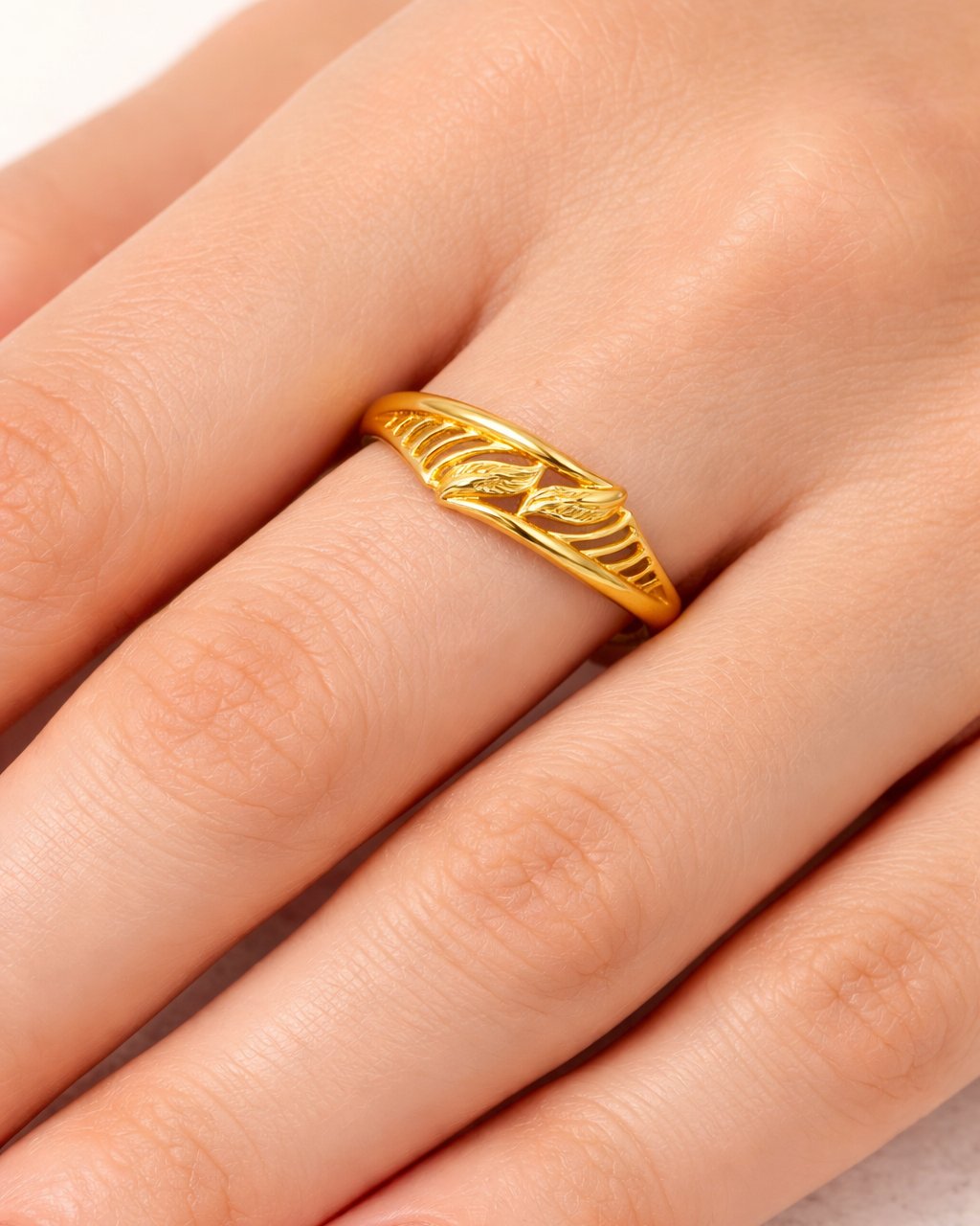 9K Gold Twin Leaf Open Band Ring