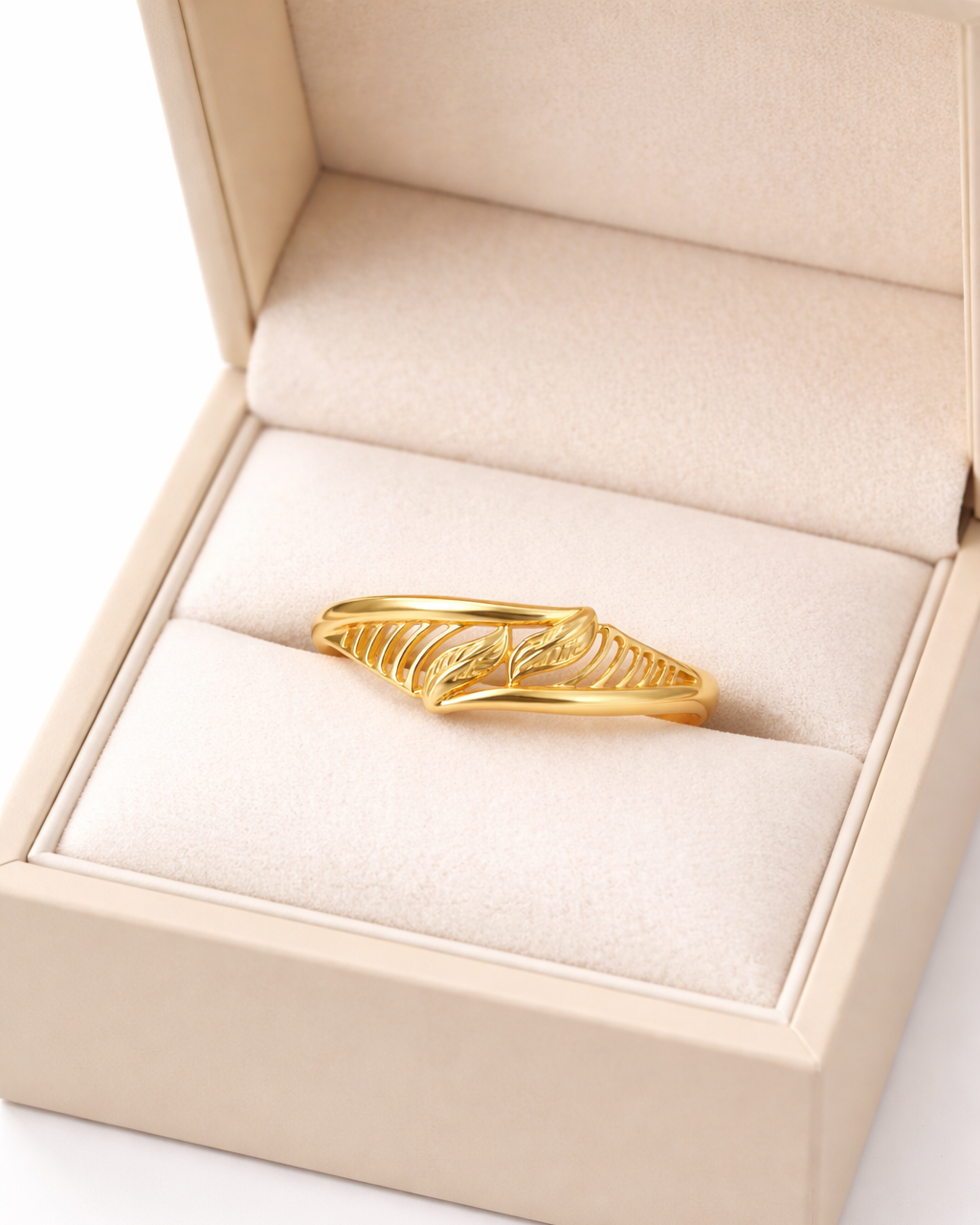 9K Gold Twin Leaf Open Band Ring