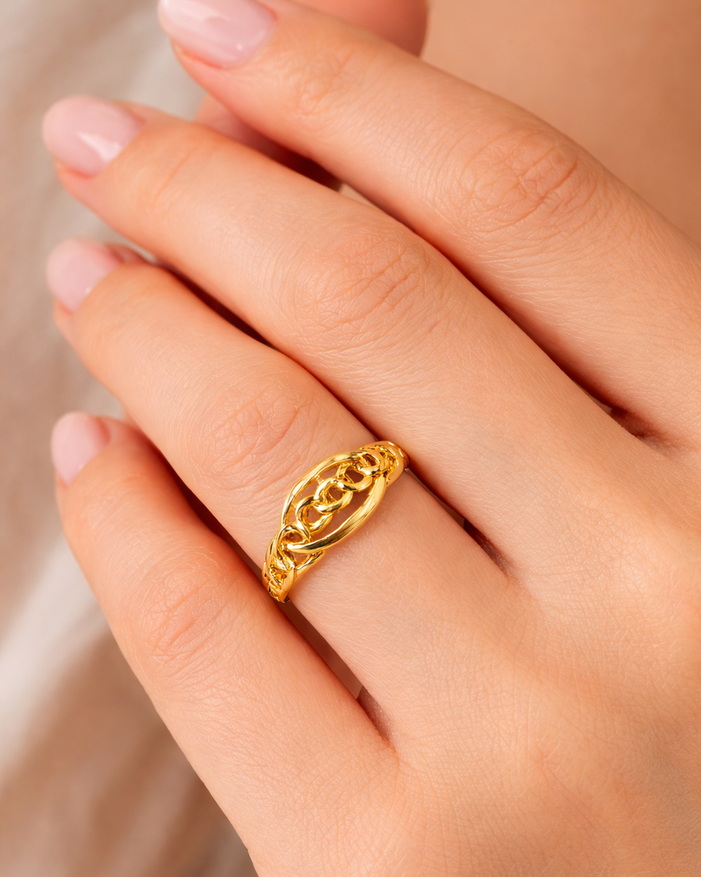 9K Infinity Link Chain Gold Ring