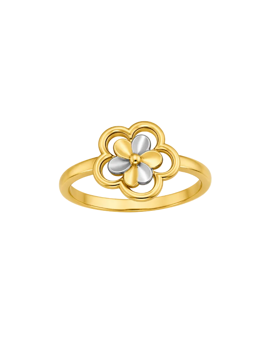 9K Two-Tone Blossom Halo Ring
