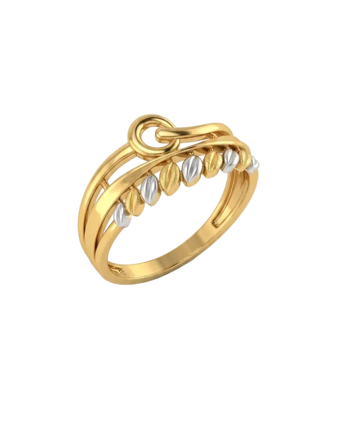 9K Two-Tone Gold Leaf Tiara Ring