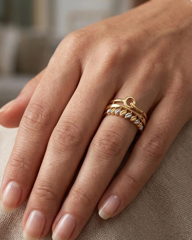 9K Two-Tone Gold Leaf Tiara Ring