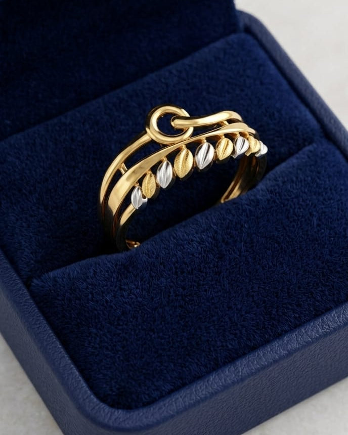 9K Two-Tone Gold Leaf Tiara Ring