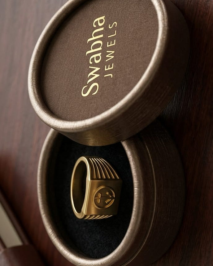 9K Anchor Motif Men's Signet Ring