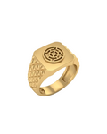 9K Gold Geometric Wheel Signet Ring