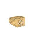 9K Two-Tone Gold Geometric Signet Ring