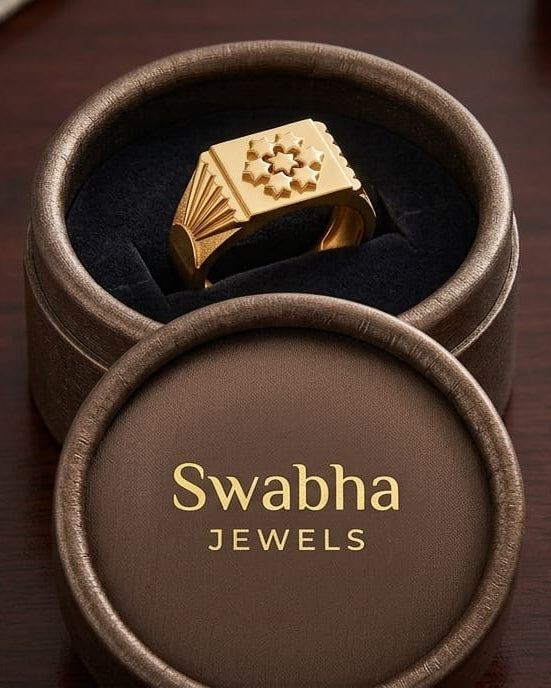 9K This is a Men's Seven-Star Cluster Gold Signet Ring