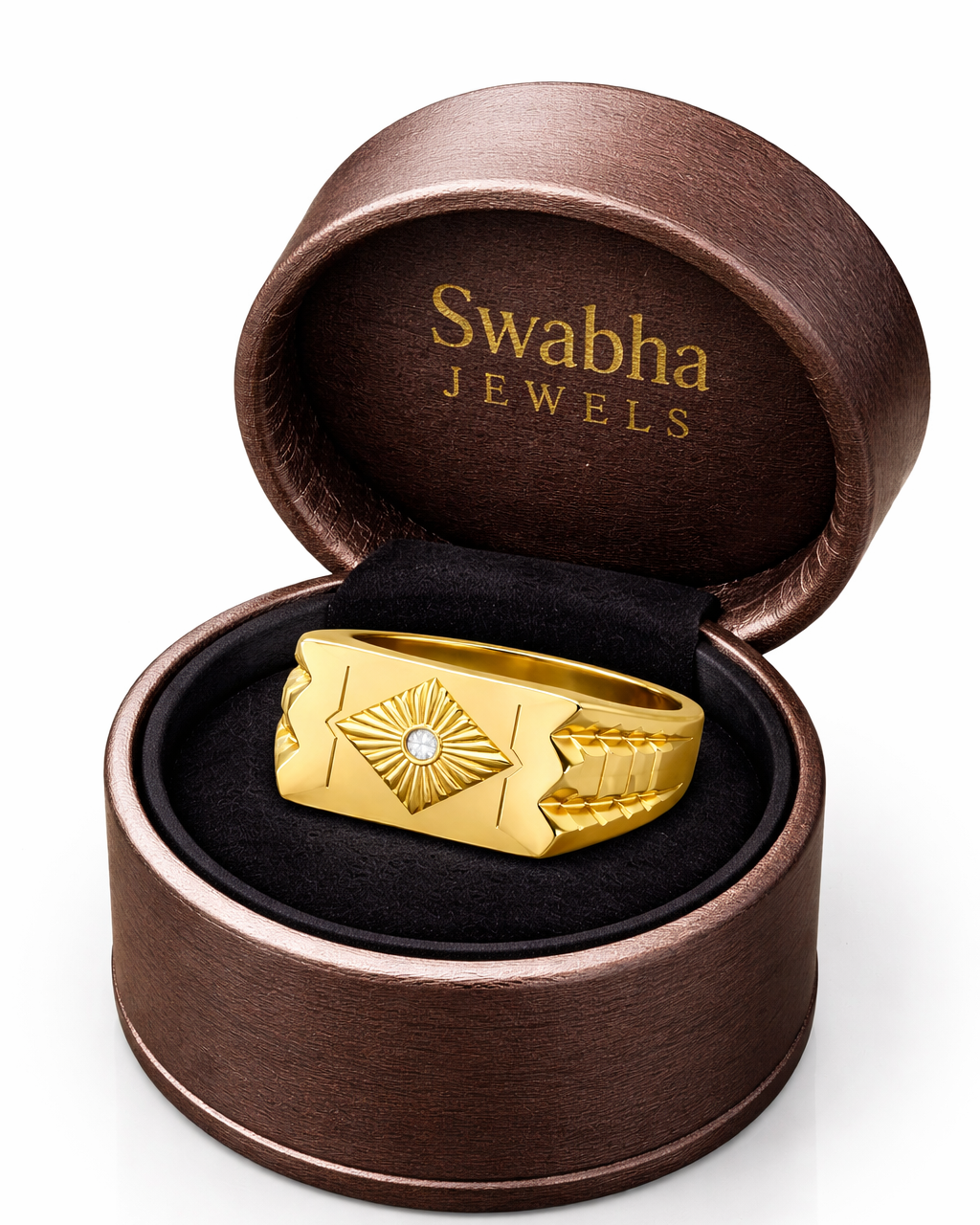 9K Gold Sunburst Rhombus Signet Ring