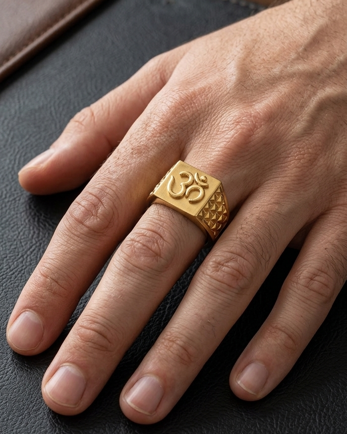 9K Gold Om Signet Ring