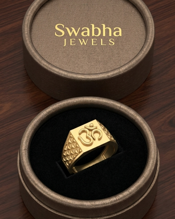 9K Gold Om Signet Ring