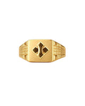 9K Men's Gothic Cross Gold Signet Ring