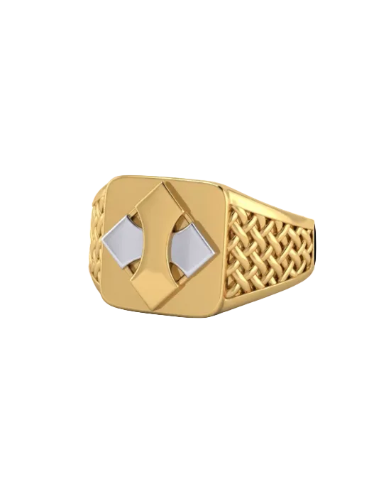 9K Gold Woven Basketweave Signet Ring