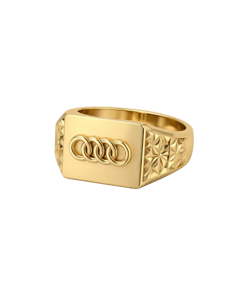 9K Regal Link Signet Ring