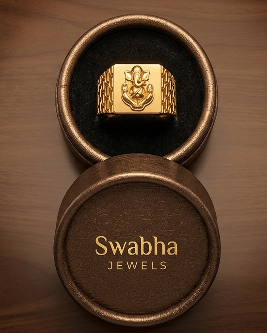 9K Divine Ganesha Signet Ring