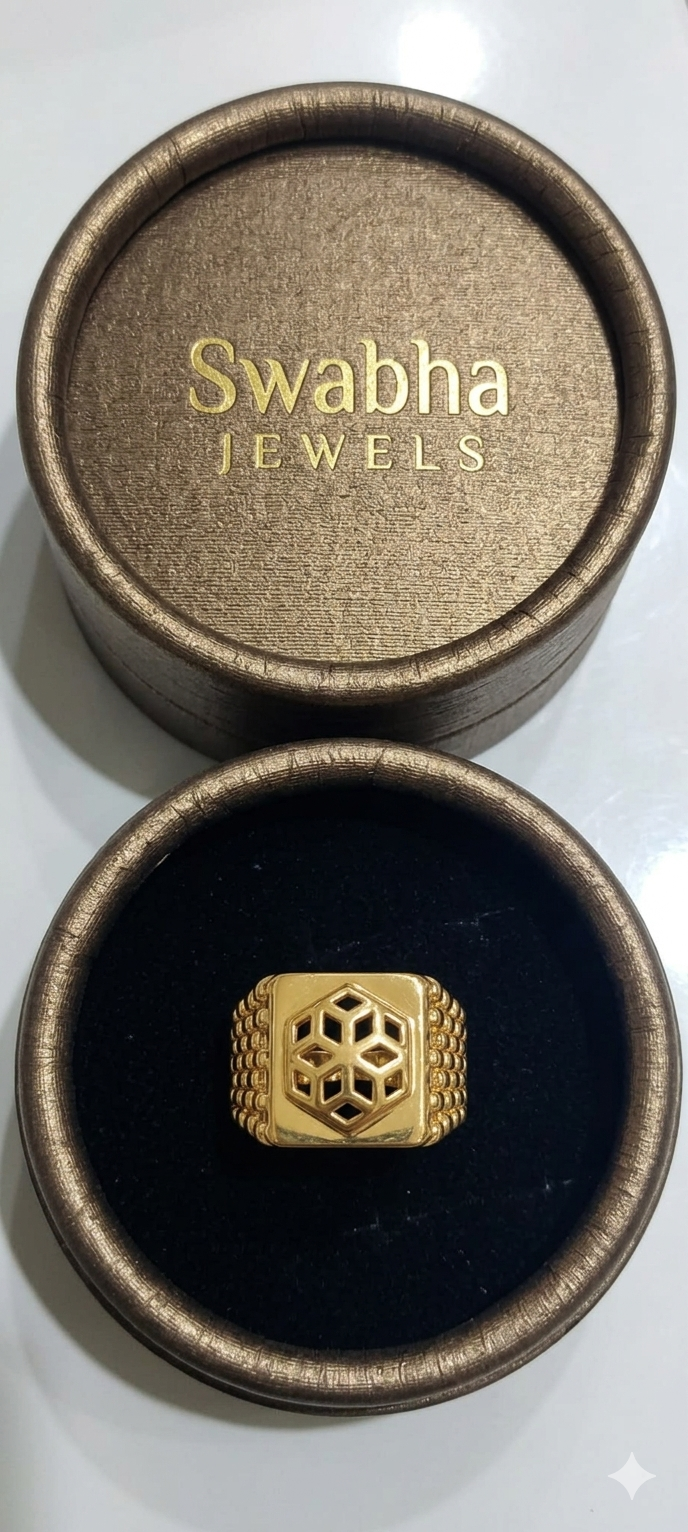 9K Hexa Shield Signet Ring