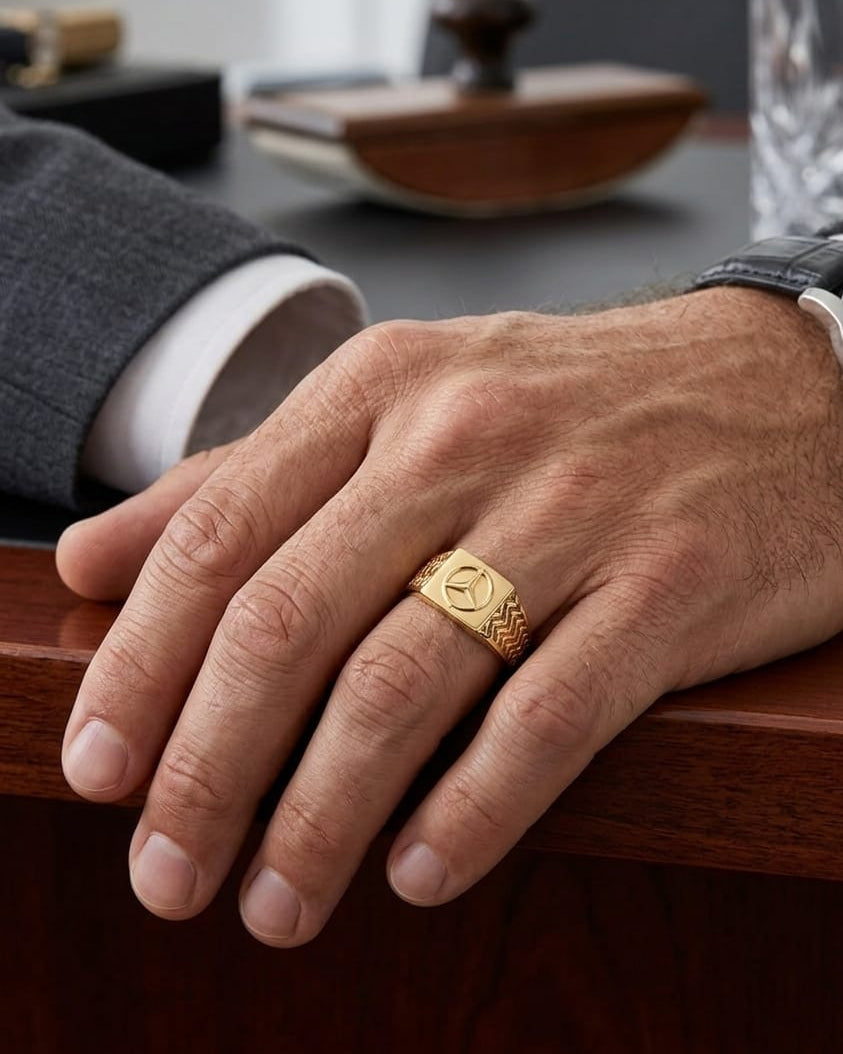 9k Mercedes-Benz Gents Signet Ring