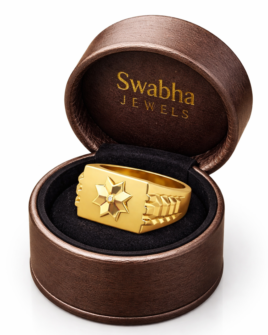 9K Radiant Star Signet Ring