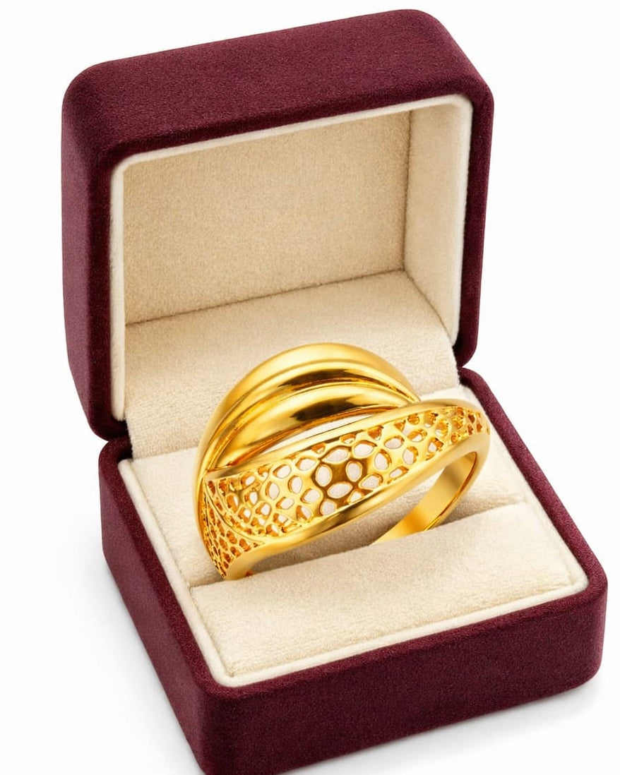 9K Gold Crossover Filigree Dome Ring